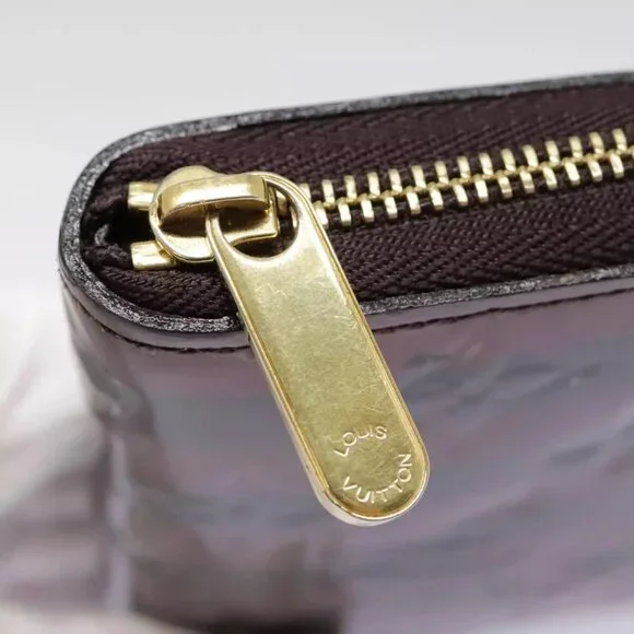 LOUIS VUITTON Vernis Rayure Zippy Coin Purse Amarante M91719 LV Auth
